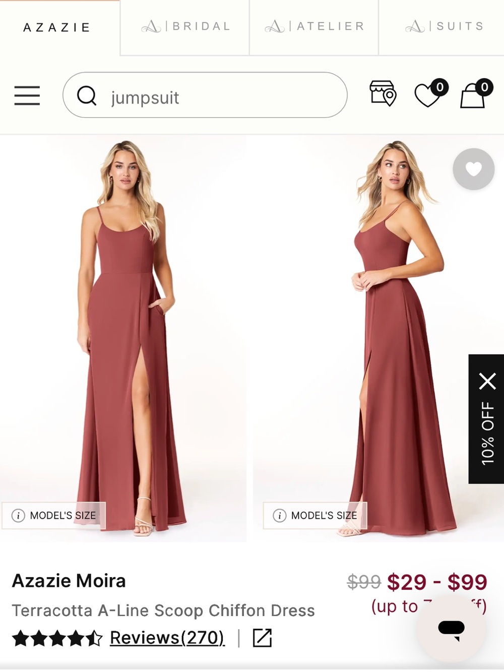 Azazie Terracotta Moira Scoop Chiffon Maxi Dress
